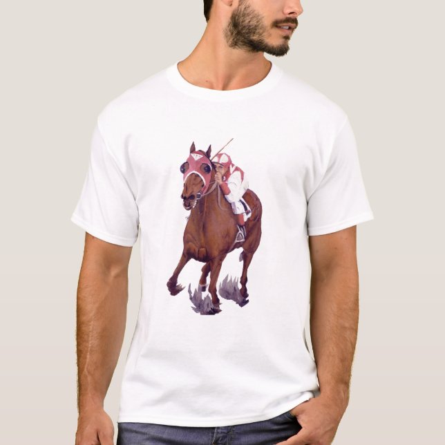 Camiseta O Cavalo de Corrida Cruzada Ganha (Frente)