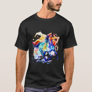 Camiseta O Cavalo Pintado Pintado Pela Mão De Água Do Caval