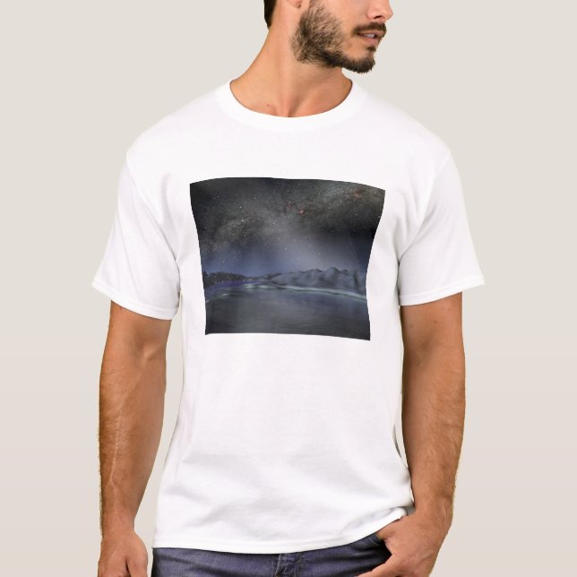Camiseta O céu noturno de um hipotético planeta alienígena  (Frente)