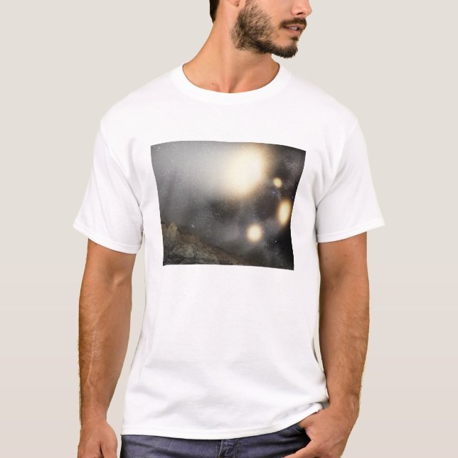 Camiseta O céu noturno foi visto de um hipotético avião (Frente)