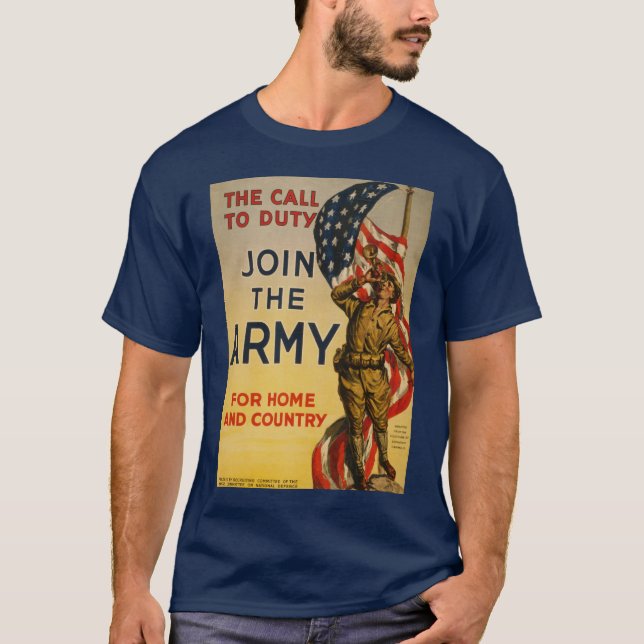 Camiseta O chamado ao dever - Junte-se ao Exército (Frente)