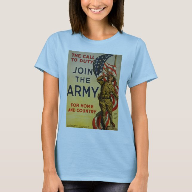 Camiseta O chamado ao dever - Junte-se ao Exército (Frente)