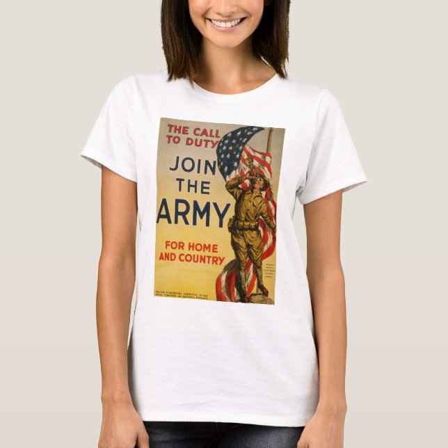 Camiseta O chamado ao dever - Junte-se ao Exército (Frente)