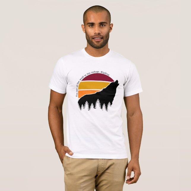 Camiseta O chão do lobo é seu refúgio Retro Sunset (Frente Completa)