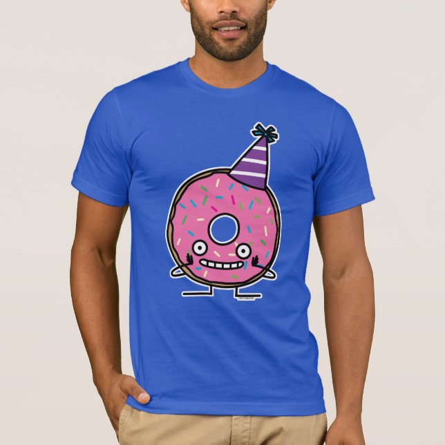 Camiseta O chapéu de festas de gelo cor-de-rosa-Rosquinha d (Frente)