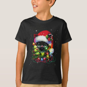 Camiseta O Chapéu Negro De Santa Gata Do Natal No Natal T