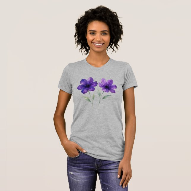 Camiseta O charme das flores roxas (Frente Completa)