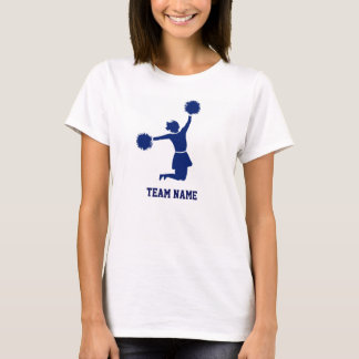 Camiseta O cheerleader na silhueta salta o T do azul de