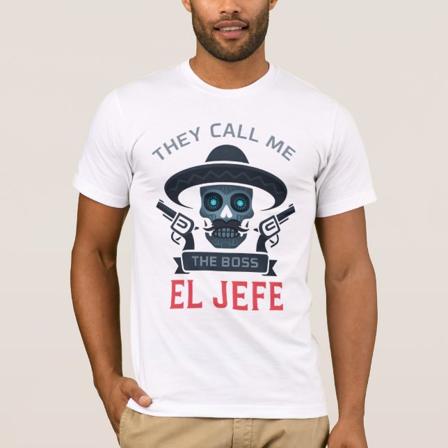Camiseta O Chefe Crânio de Açúcar Chapéu Cinco de Maio Chef (Frente)
