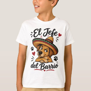 Camiseta O Chefe do Bairro Cachorro Engraçado de Sombrero