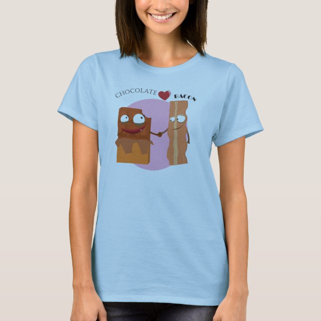 Camiseta o chocolate ama o bacon (Frente)
