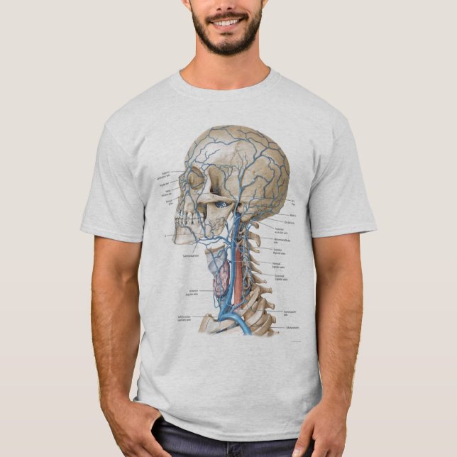 Camiseta O cinza da anatomia do crânio e da espinha coube o (Frente)