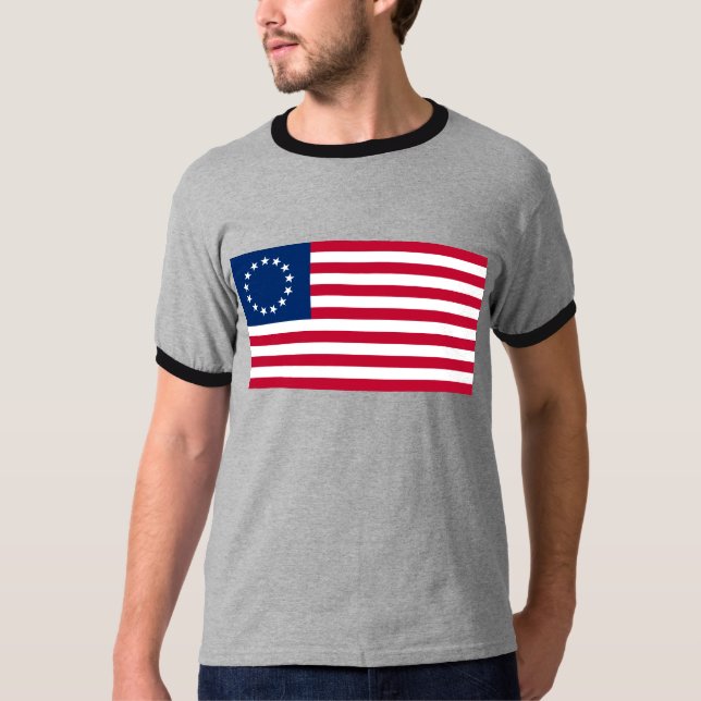 Camiseta O Círculo de Estrelas, Bandeira Americana por Bets (Frente)