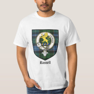 Camiseta O clã de Russell Crest o Tartan do crachá