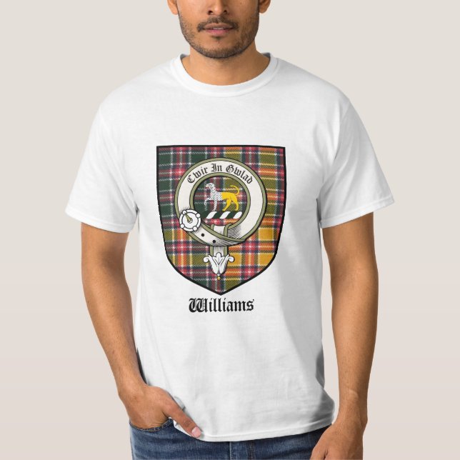 Camiseta O clã de Williams Crest o Tartan do crachá (Frente)
