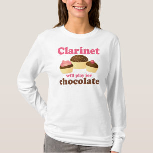 Camiseta O clarinete engraçado funcionará para o chocolate