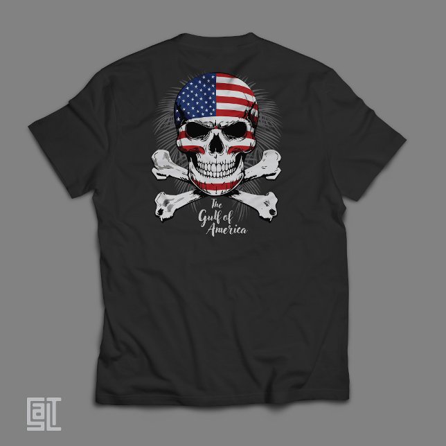 Camiseta O Clássico Crânio e Ossos Cruzados do Golfo da Amé (Criador carregado)