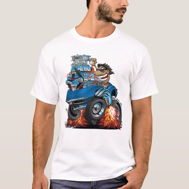 Camiseta O clássico desenho do American Sports Car de 69 (Frente)