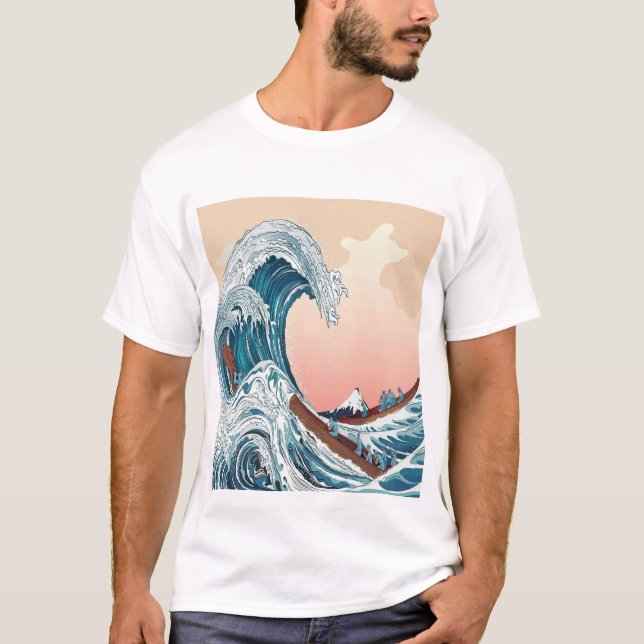 Camiseta O clássico excelente Japonês "Wave off kanagawa" (Frente)