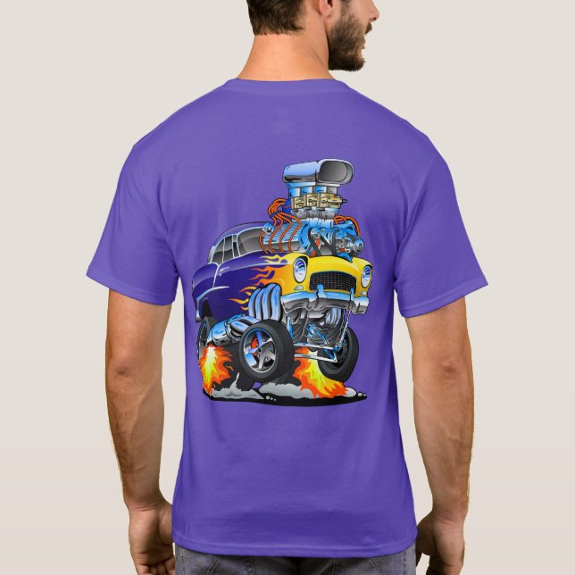 Camiseta O Clássico Hotrod Muscle Car Chama Grande Motor (Verso)