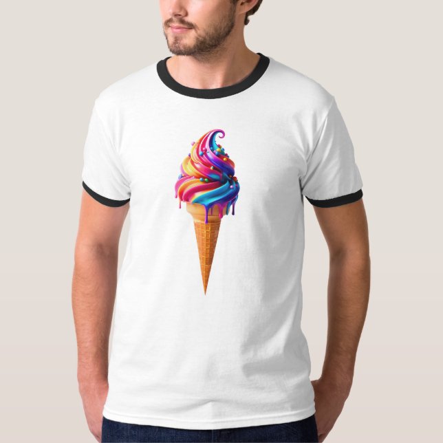 Camiseta O clássico vibrante cone de sorvete da SlipperyJoe (Frente)