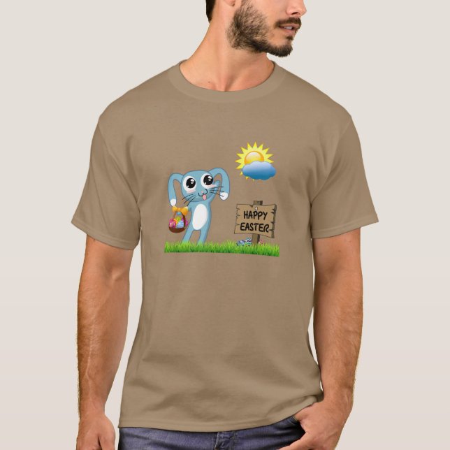 Camiseta O coelho da Páscoa deseja uma Feliz Páscoa (Frente)