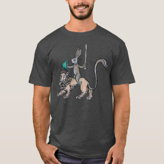 Camiseta O Coelho Medieval dirige um Leão porque ele pode