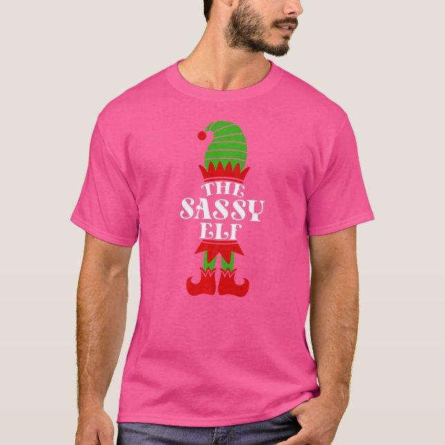 Camiseta O Colega De Trabalho Familiar Sassy Elf Matching G (Frente)