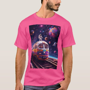 Camiseta O Comboio Voa Através Do Espaço Exterior
