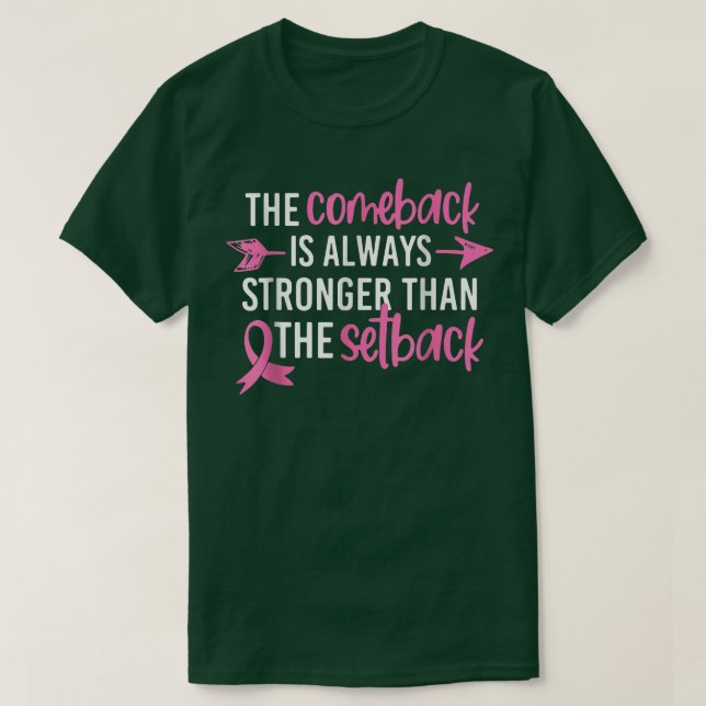 Camiseta O Comeback da Consciência do Cancer da Mama É Mais (Frente do Design)