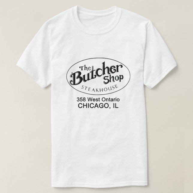 Camiseta O Compro Butcher Steakhouse, Chicago, IL (Frente do Design)