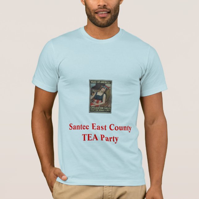 Camiseta O condado do leste de Santee acorda América (Frente)
