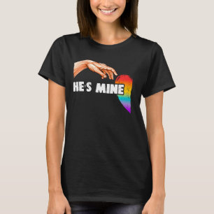 Camiseta O Coração Arco-Íris Lgbt Ele é meu para Casais Gay