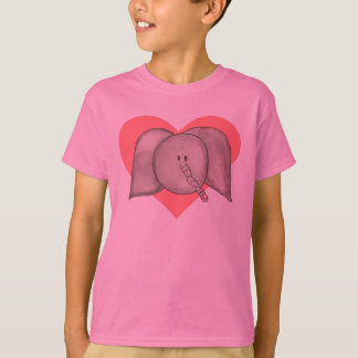 Camiseta O coração bonito do elefante dos desenhos animados