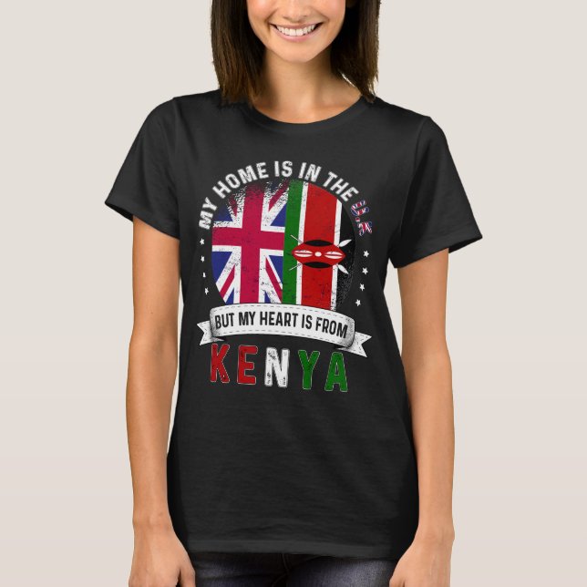 Camiseta O Coração Britânico Queniano é do Kenya Grown (Frente)