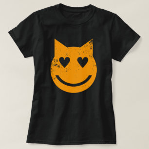 Camiseta O coração dado forma Eyes o gato Emoji do Grunge