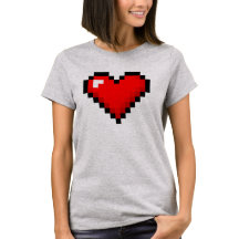 O coração de 8 bits das mulheres: T-shirt retro