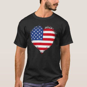 Camiseta O Coração de Bandeira Americano para a Independênc