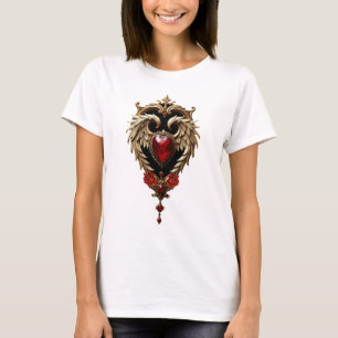 Camiseta O coração gótico do fogo e do ouro