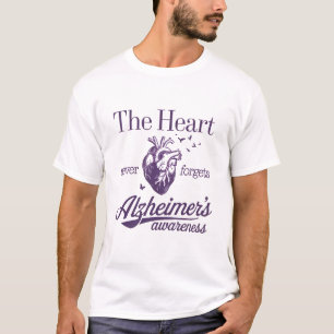 Camiseta O coração nunca esquece a consciência de Alzheimer