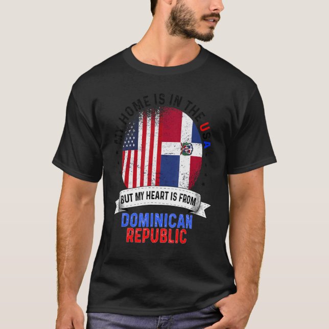 Camiseta O Coração Patriótico Americano É Da República Domi (Frente)