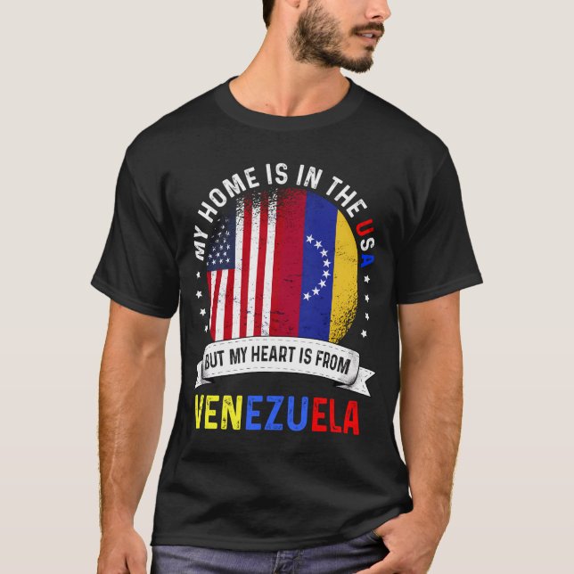 Camiseta O Coração Patriótico Venezuelano Americano É Da Ve (Frente)