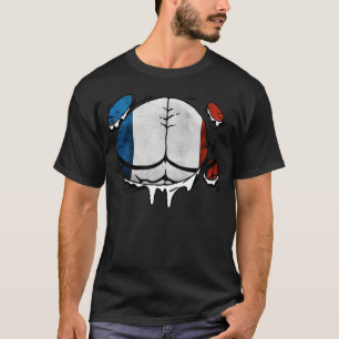 Camiseta O corpo da bandeira de France Muscles engraçado