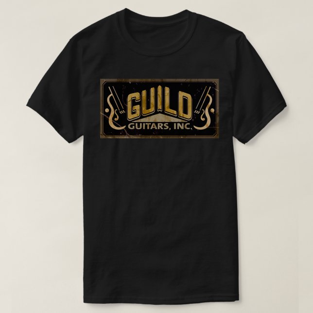 Camiseta o costume da pesquisa de guitarra guild desde 1953 (Frente do Design)