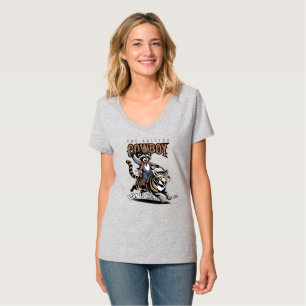 Camiseta O cowboy de criaturas (Modo Lt.) Decote em V fem