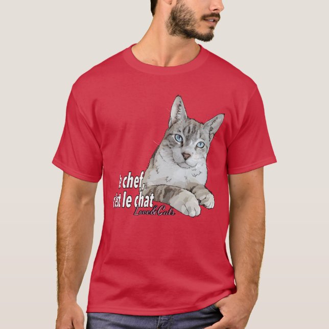 Camiseta O cozinheiro é a garota do gato (Frente)