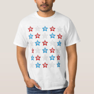 Camiseta O crânio branco e azul vermelho Stars o t-shirt