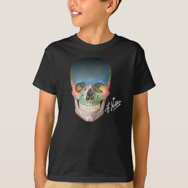 Camiseta O crânio de sorriso do Netter em um T Miúdo-feito (Frente)