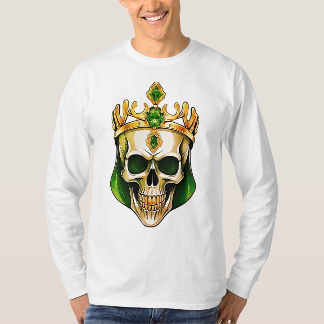 Camiseta O crânio do rei verde com uma coroa judaica (Frente)