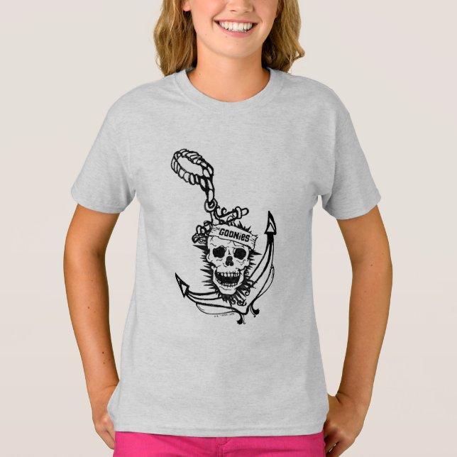 Camiseta O crânio e o gráfico de âncora dos Goonies (Frente)